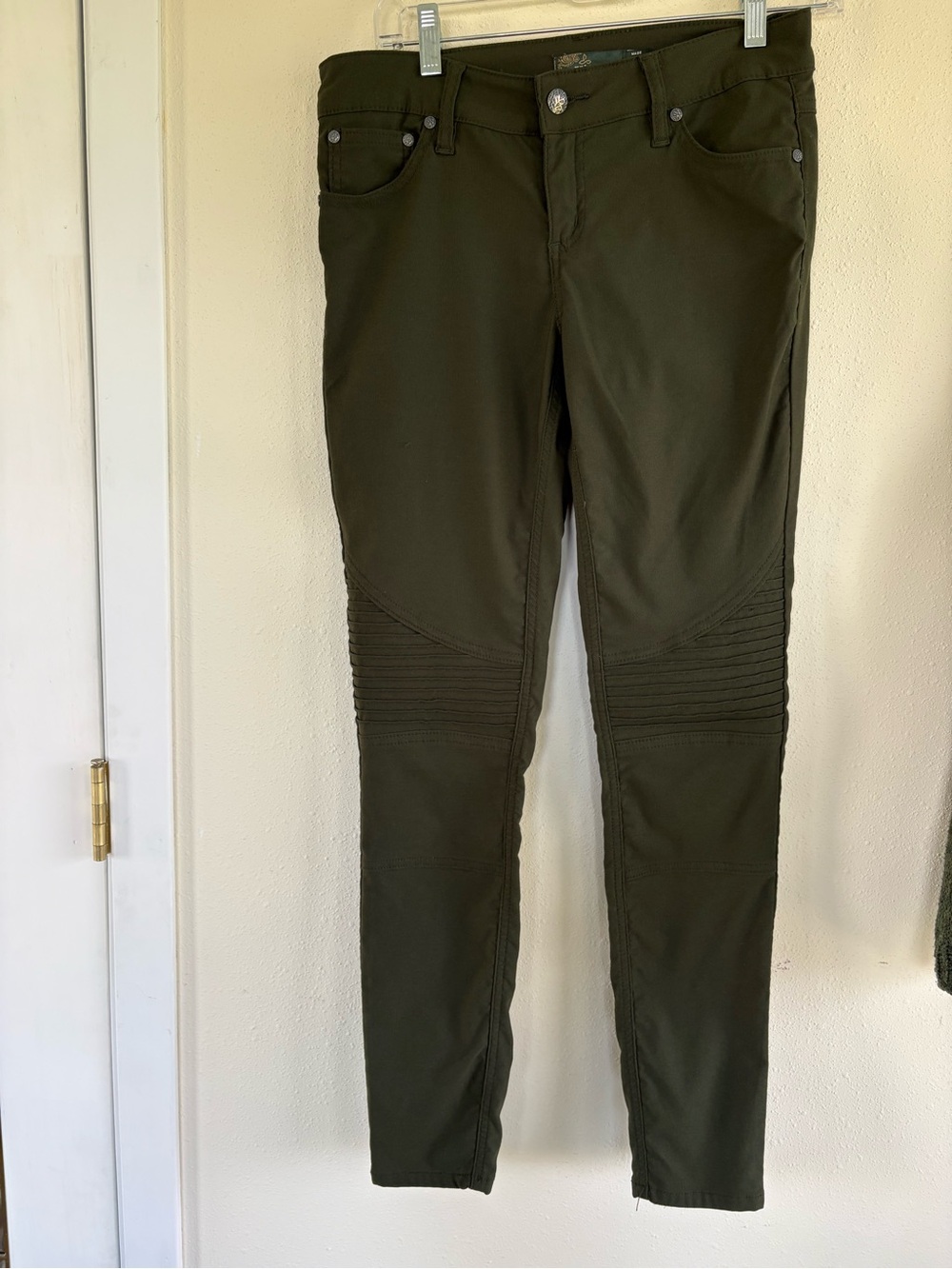 prAna Brenna Moto Pants Women’s 4 Cargo Green Skinny Stretch Hiking